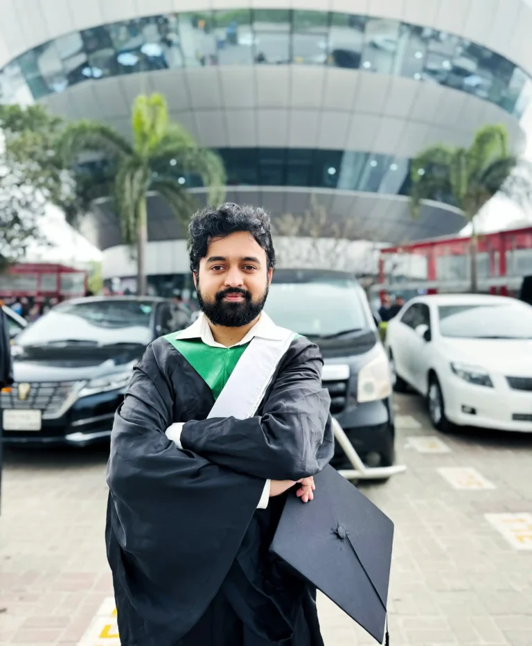 Ibrahim Niloy celebrating MBA graduation at AIUB