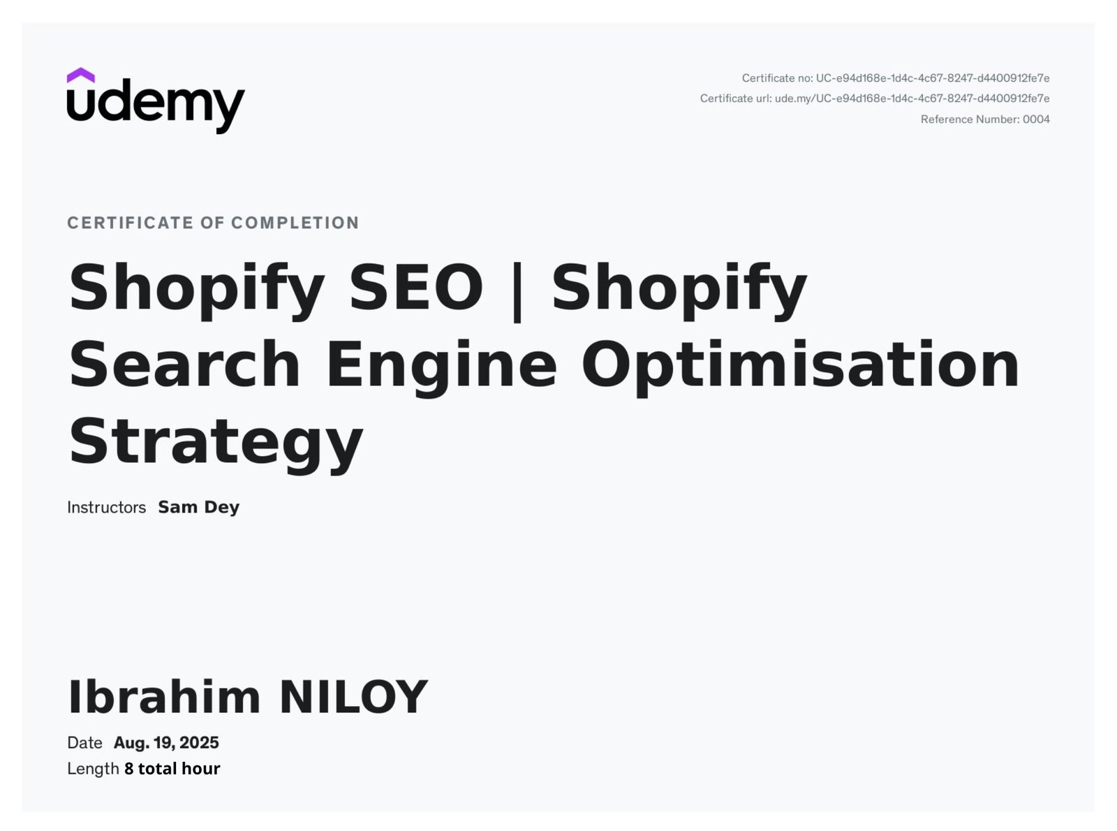 Best Shopify SEO expert Ibrahim Niloy Udemy certification in Shopify SEO and optimisation strategy ✅