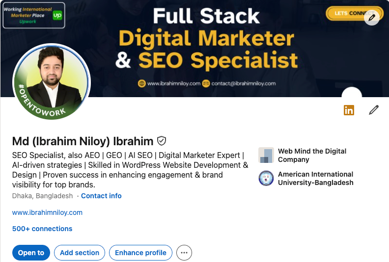 Ibrahim Niloy Upwork Profile 