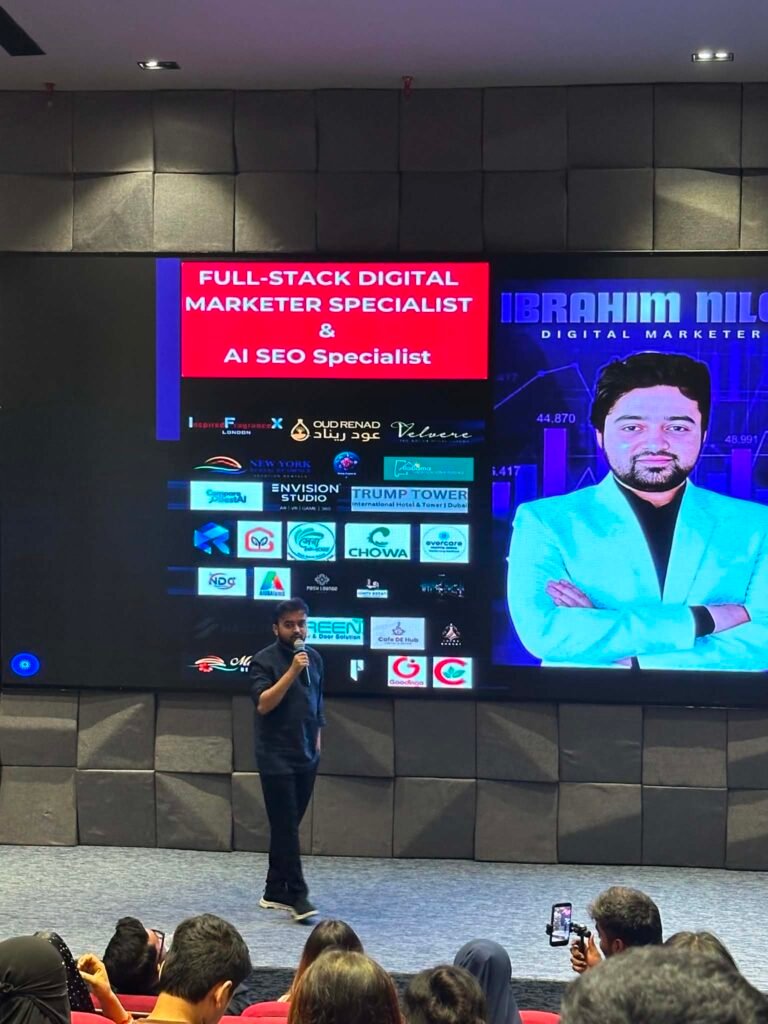 Ibrahim Niloy as Digital Marketer Speaker at Bizzmakr’s IUB Program 1 Best Digital Marketer Speaker in Bangladesh Ibrahim Niloy speaking to IUB students at Bizzmakr Skills to Success
