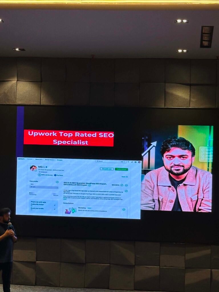 Ibrahim Niloy as Digital Marketer Speaker at Bizzmakr’s IUB Program 2 Ibrahim Niloy, Best Digital Marketer Speaker in Bangladesh, presenting his digital marketing and AI SEO expertise