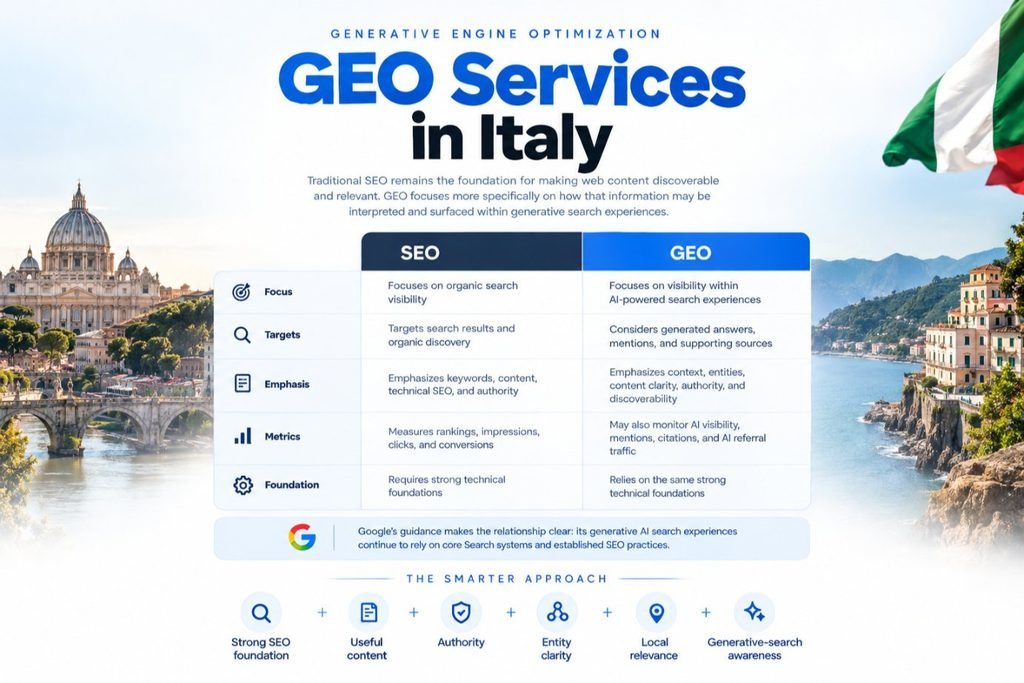 GEO vs SEO: What Is the Difference? infographic comparing SEO and generative engine optimization.
