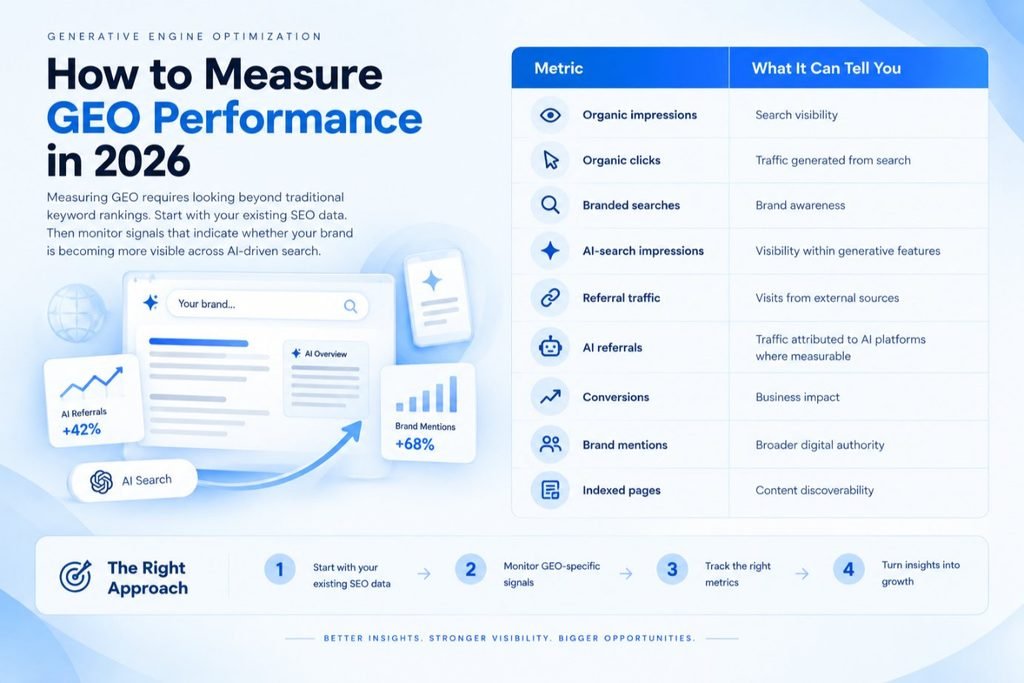 How to Measure GEO Performance in 2026 for Generative Engine Optimization Italy and AI search visibility.
