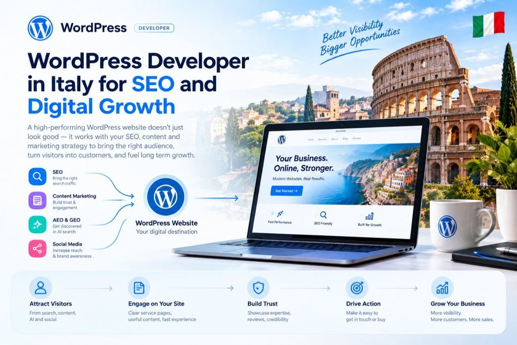 WordPress Developer in Italy: Fast, SEO-Ready Sites for SEO, content marketing, AEO, GEO, and digital growth.
