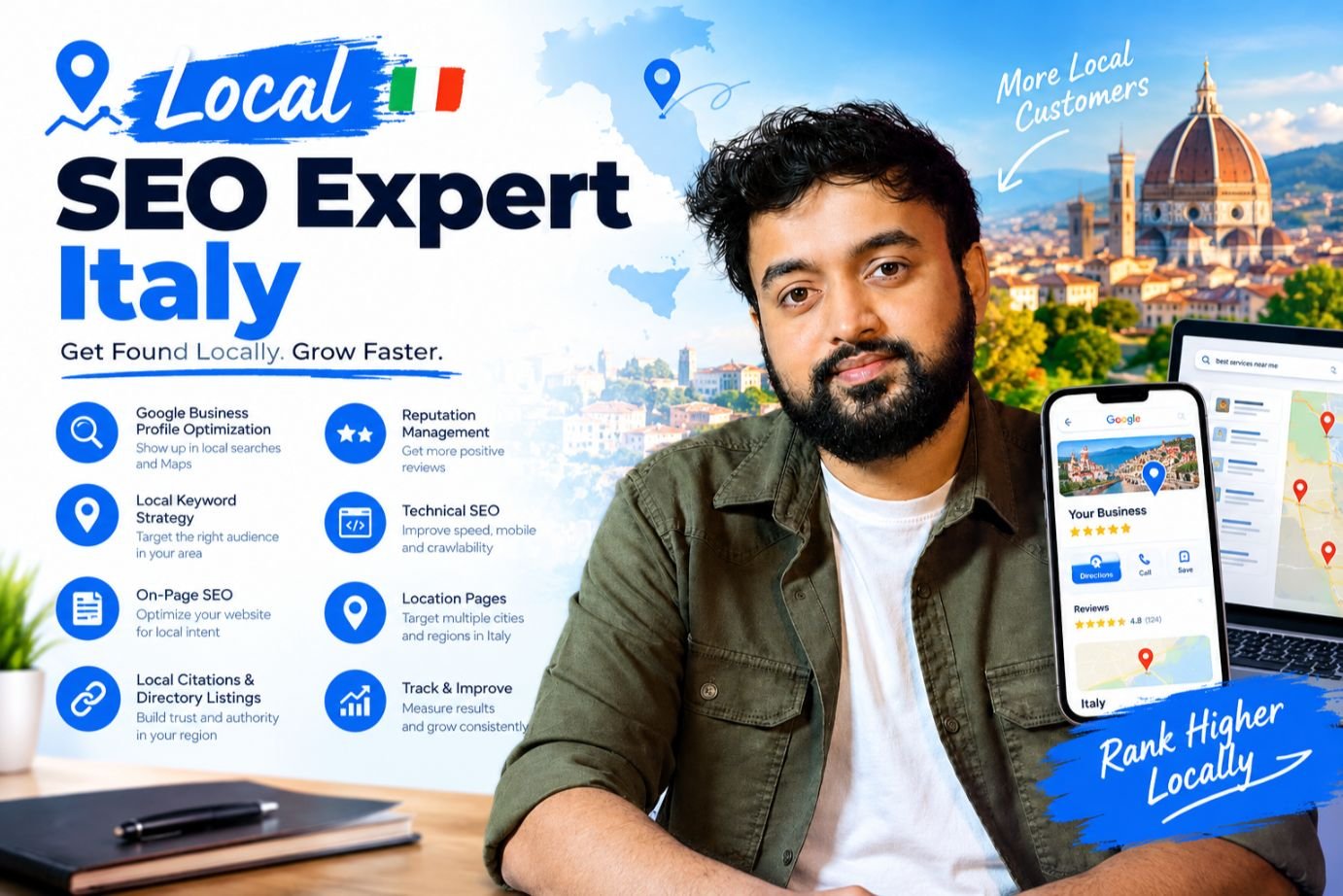 Local SEO Expert Italy helping businesses improve local visibility, rankings, Google Maps presence, and customer growth.